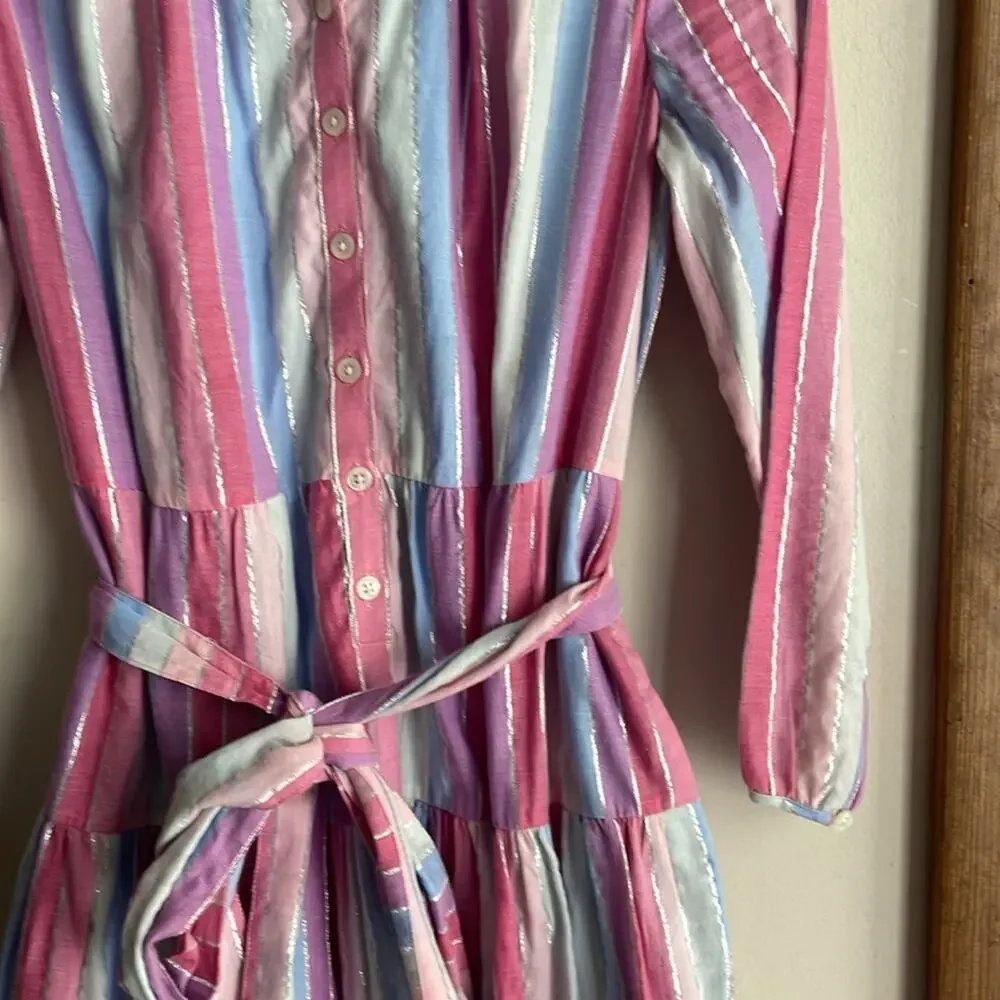 J.Crew Belted button-up dress in pastel stripe